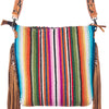 ADBG216 American Darling Large Cross body Bag - Hand Tooled Floral Leather & Woven Saddle Blanket