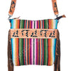 ADBG216 American Darling Large Cross body Bag - Hand Tooled Floral Leather & Woven Saddle Blanket