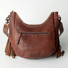ADBG351 American Darling Western Leather Crossbody Bag with Hair-On Cowhide and Hand Tooled Strap