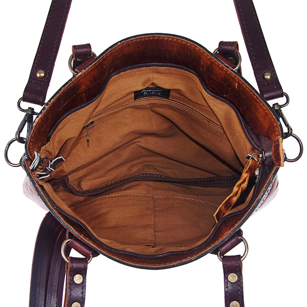 ADBG357 American Darling Hand Tooled Leather Small Cross body Bag with Western Fringes