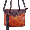 ADBG357 American Darling Hand Tooled Leather Small Cross body Bag with Western Fringes