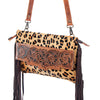 ADBG359 American Darling Hand Tooled Leather Small Cross body Bag with Printed Hair-On Cowhide