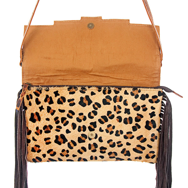 ADBG359 American Darling Hand Tooled Leather Small Cross body Bag with Printed Hair-On Cowhide