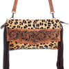 ADBG359 American Darling Hand Tooled Leather Small Cross body Bag with Printed Hair-On Cowhide