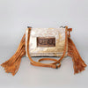 ADBG360 American Darling Hand Tooled Leather Small Cross body Bag with Hair-On Cowhide