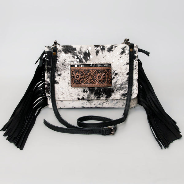 ADBG360 American Darling Hand Tooled Leather Small Cross body Bag with Hair-On Cowhide
