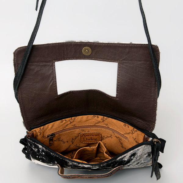 ADBG360 American Darling Hand Tooled Leather Small Cross body Bag with Hair-On Cowhide