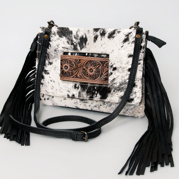 ADBG360 American Darling Hand Tooled Leather Small Cross body Bag with Hair-On Cowhide