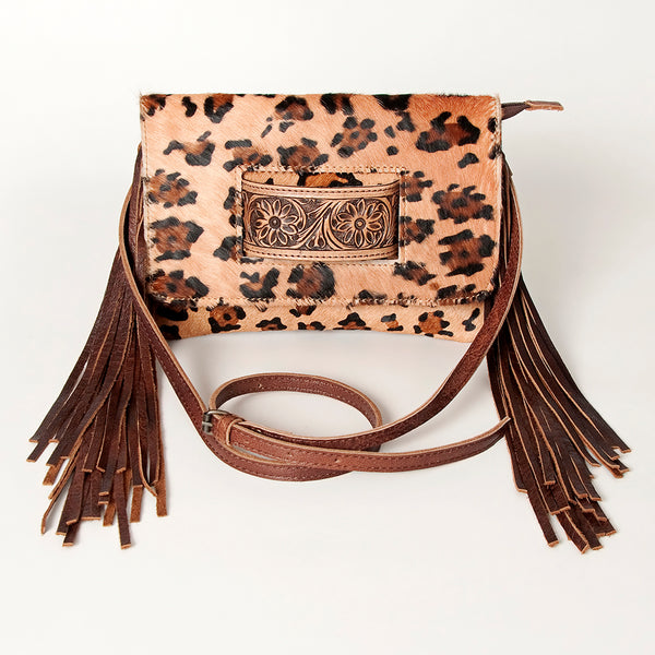 ADBG360 American Darling Hand Tooled Leather Small Cross body Bag with Genuine Hair-On Cowhide