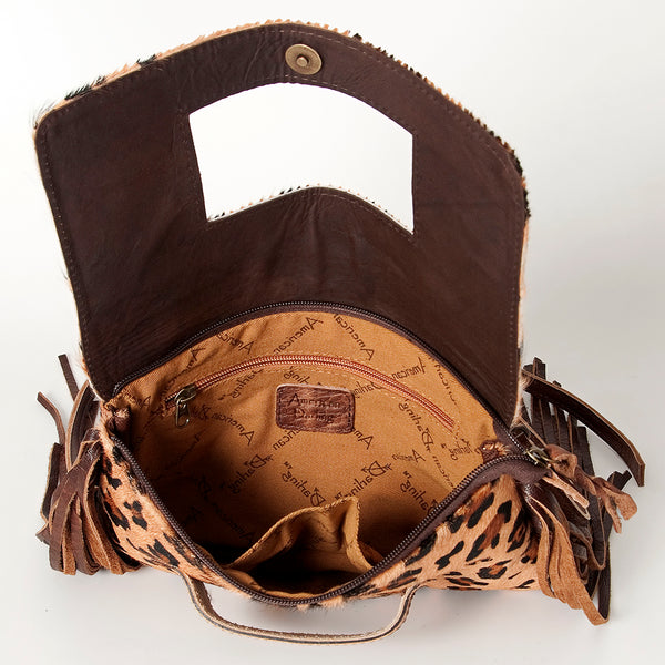 ADBG360 American Darling Hand Tooled Leather Small Cross body Bag with Genuine Hair-On Cowhide