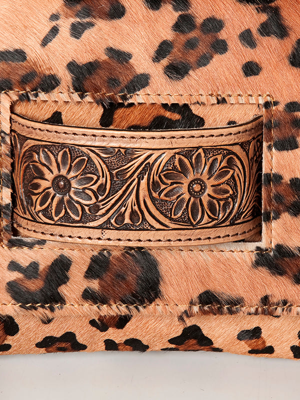 ADBG360 American Darling Hand Tooled Leather Small Cross body Bag with Genuine Hair-On Cowhide