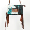 ADBG360 American Darling Hand Tooled Leather Small Cross body Bag with Hair-On Cowhide