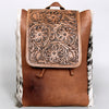 ADBG363 American Darling Hand Tooled Leather Backpack Bag with Hair-On Cowhide