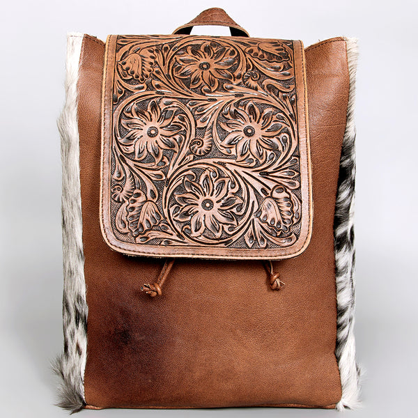 ADBG363 American Darling Hand Tooled Leather Backpack Bag with Hair-On Cowhide