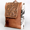 ADBG363 American Darling Hand Tooled Leather Backpack Bag with Hair-On Cowhide