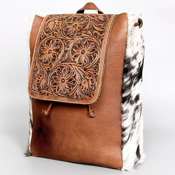 ADBG363 American Darling Hand Tooled Leather Backpack Bag with Hair-On Cowhide