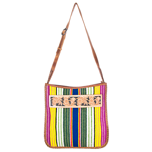 ADBG115 American Darling Saddle Blanket Crossbody -Tooled Leather Western Bag