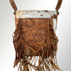 ADBG380 American Darling Hand Tooled Leather Messenger Bag with Hair-On Cowhide & Fringes