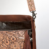 ADBG380 American Darling Hand Tooled Leather Messenger Bag with Hair-On Cowhide & Fringes