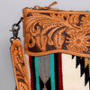 ADBG210 American Darling Large Cross body Bag - Hand Tooled Leather & Woven Saddle Blanket with Fringes