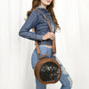 ADBG352BRW American Darling Western Leather Canteen Bag with Hair-On Cowhide and Rivets