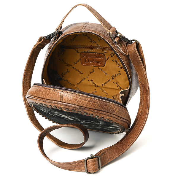 ADBG352BRW American Darling Western Leather Canteen Bag with Hair-On Cowhide and Rivets