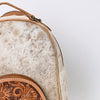 ADBGS156 Natural Cowhide Leather Backpack with Hand-Tooled Floral Pocket - Western Style