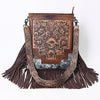 ADBG256 American Darling Messenger Bag - Hand Tooled Floral Leather & Hair-On Cowhide Purse