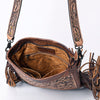 ADBG256 American Darling Messenger Bag - Hand Tooled Floral Leather & Hair-On Cowhide Purse