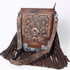 ADBG256 American Darling Messenger Bag - Hand Tooled Floral Leather & Hair-On Cowhide Purse