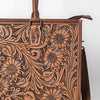 ADBG387BR American Darling Hand-Tooled Genuine Leather Tote with Floral Artisan Detail