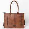 ADBG387BR American Darling Hand-Tooled Genuine Leather Tote with Floral Artisan Detail