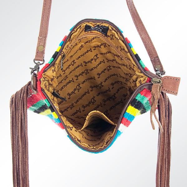 ADBG236 American Darling Handcrafted Western Cross body Bag with Saddle Blanket and Fringes