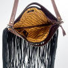 ADBG345 American Darling Western Leather Clutch Bag with Hand Tooled Floral Carving and Fringes
