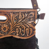 ADBG345 American Darling Western Leather Clutch Bag with Hand Tooled Floral Carving and Fringes