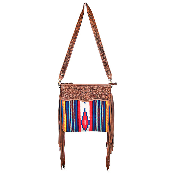 ADBG400 American Darling Hand Tooled Saddle Blanket Signature Cross body Bag