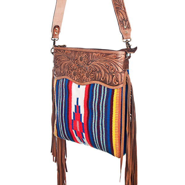 ADBG400 American Darling Hand Tooled Saddle Blanket Signature Cross body Bag
