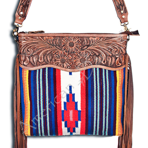 ADBG400 American Darling Hand Tooled Saddle Blanket Signature Cross body Bag