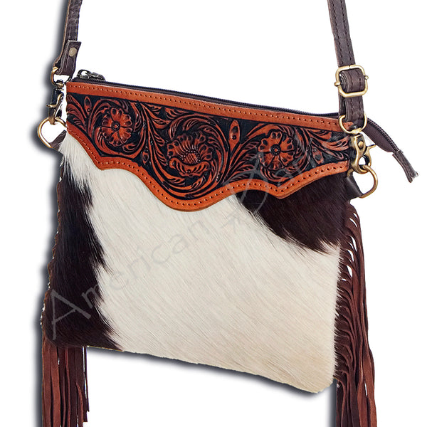 ADBG402 American Darling Hand Tooled Leather Hair-On Small Cross body Bag