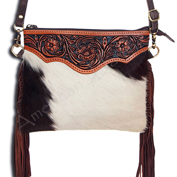 ADBG402 American Darling Hand Tooled Leather Hair-On Small Cross body Bag