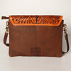 ADBG405 Luxury Hair on Hide Envelope Bag with Intricate Hand-Tooled Leather Details