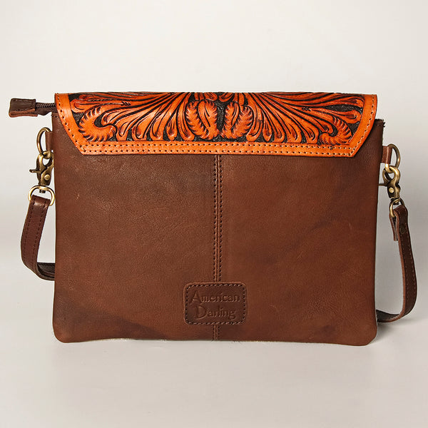 ADBG405 Luxury Hair on Hide Envelope Bag with Intricate Hand-Tooled Leather Details