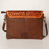 ADBG405 Luxury Hair on Hide Envelope Bag with Intricate Hand-Tooled Leather Details