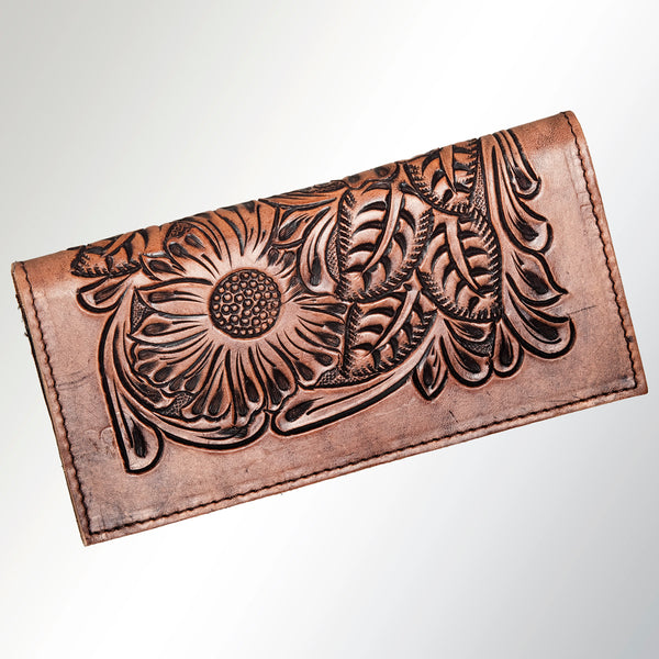 ADBG258 American Darling Wallet Bag - Hand Tooled Floral Leather & Buck Stitched Western Wallet