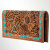 ADBG258 American Darling Wallet Bag - Hand Tooled Floral Leather & Buck Stitched Western Wallet