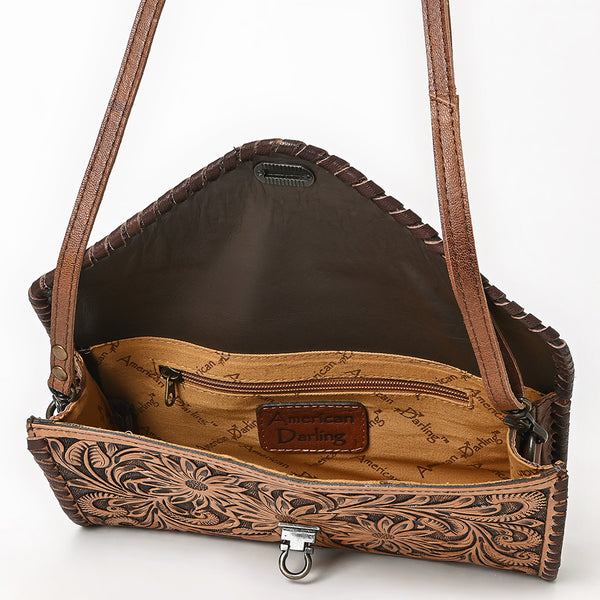 ADBG395BR Authentic Hand-Tooled Genuine Leather Envelope Clutch with Artisan Crafting