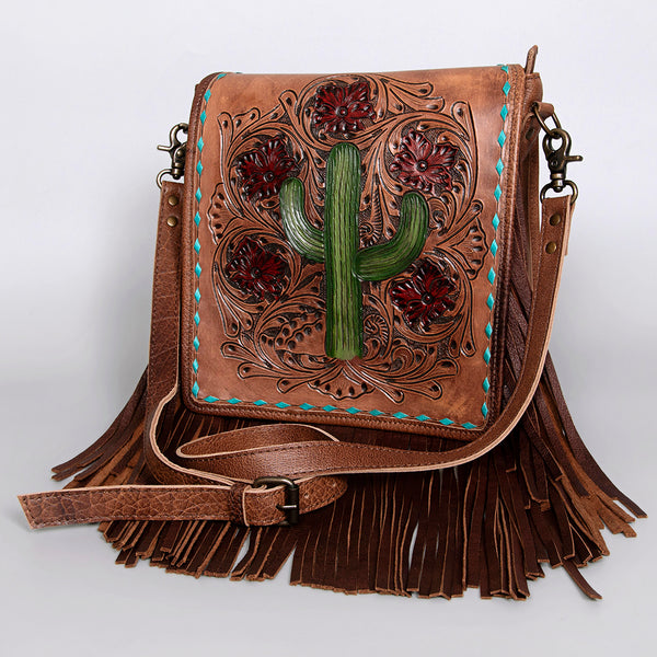 ADBG396 American Darling Hand Tooled Cactus Messenger Bag
