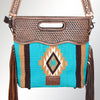 ADBG265 American Darling Cross body Bag - Handcrafted Basket Weave Hand-Tooled Leather & Saddle Blanket Western Purse