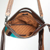 ADBG265 American Darling Cross body Bag - Handcrafted Basket Weave Hand-Tooled Leather & Saddle Blanket Western Purse