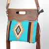 ADBG265 American Darling Cross body Bag - Handcrafted Basket Weave Hand-Tooled Leather & Saddle Blanket Western Purse